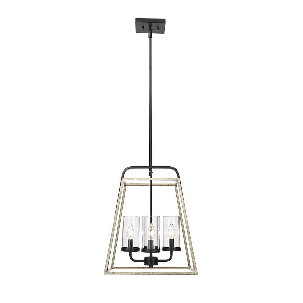 Millennium Lighting Bonnie 4-Light Pendant Light in Matte Black Grey Wood