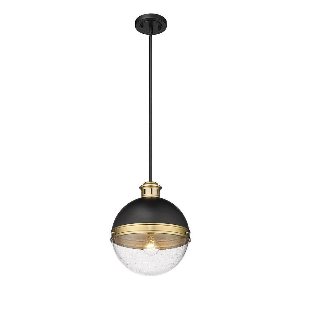Millennium Lighting Ellmira 1-Light Pendant Light in Matte Black/ Aged Brass