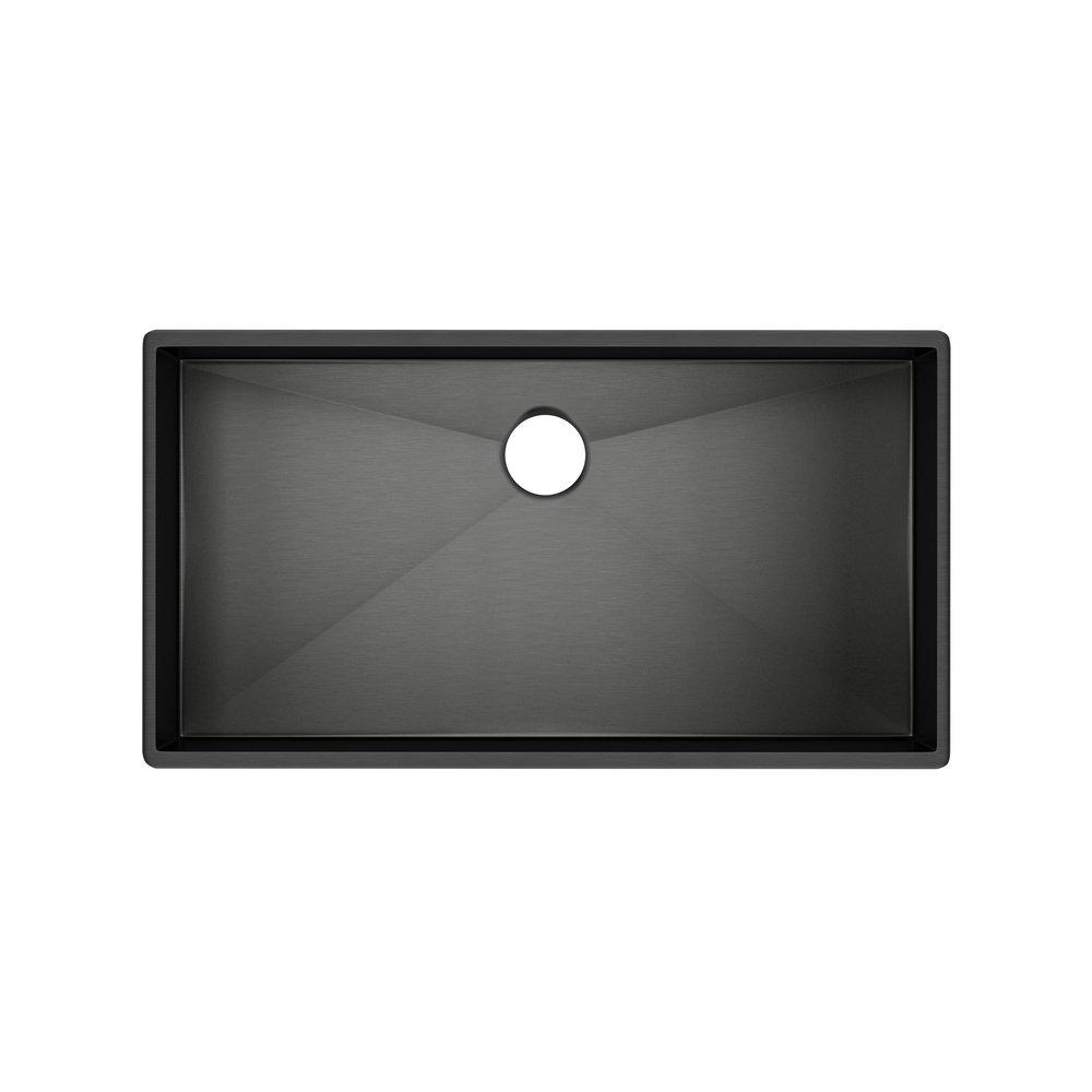 ROHL® Forze 34-1/2 in. Undermount Stainless Steel Single Bowl Kitchen Sink in Black Stainless Steel