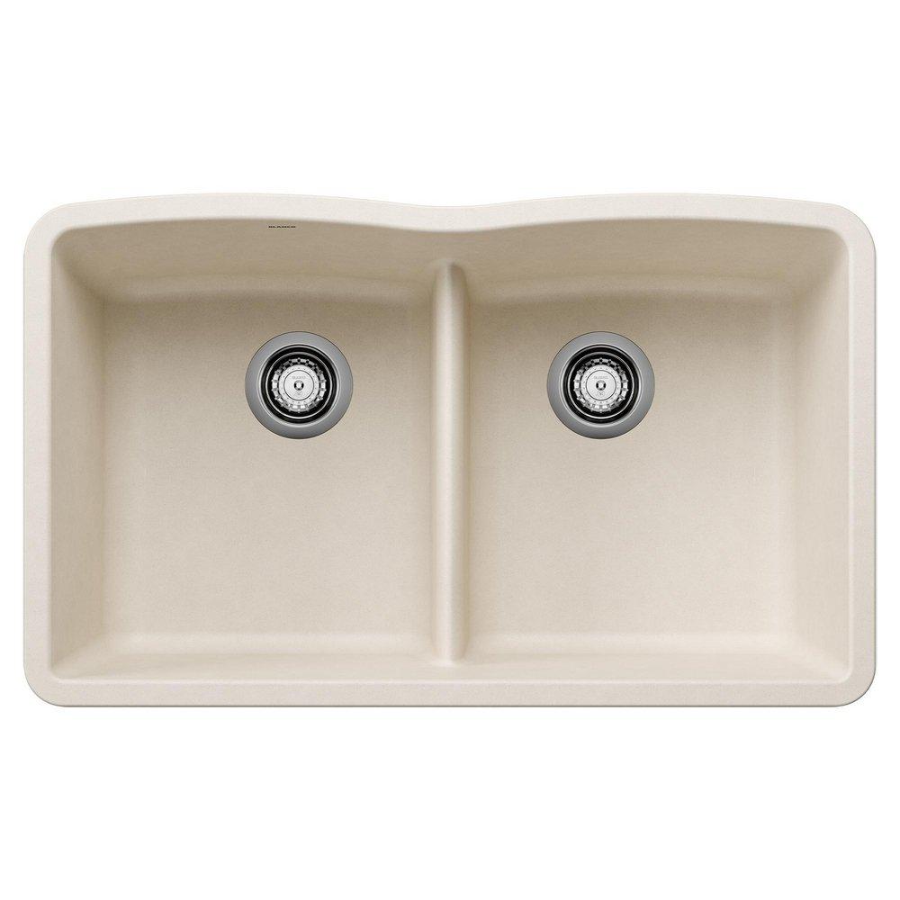 BLANCO Diamond 32 in. Undermount Silgranit Double Bowl Kitchen Sink in Soft White