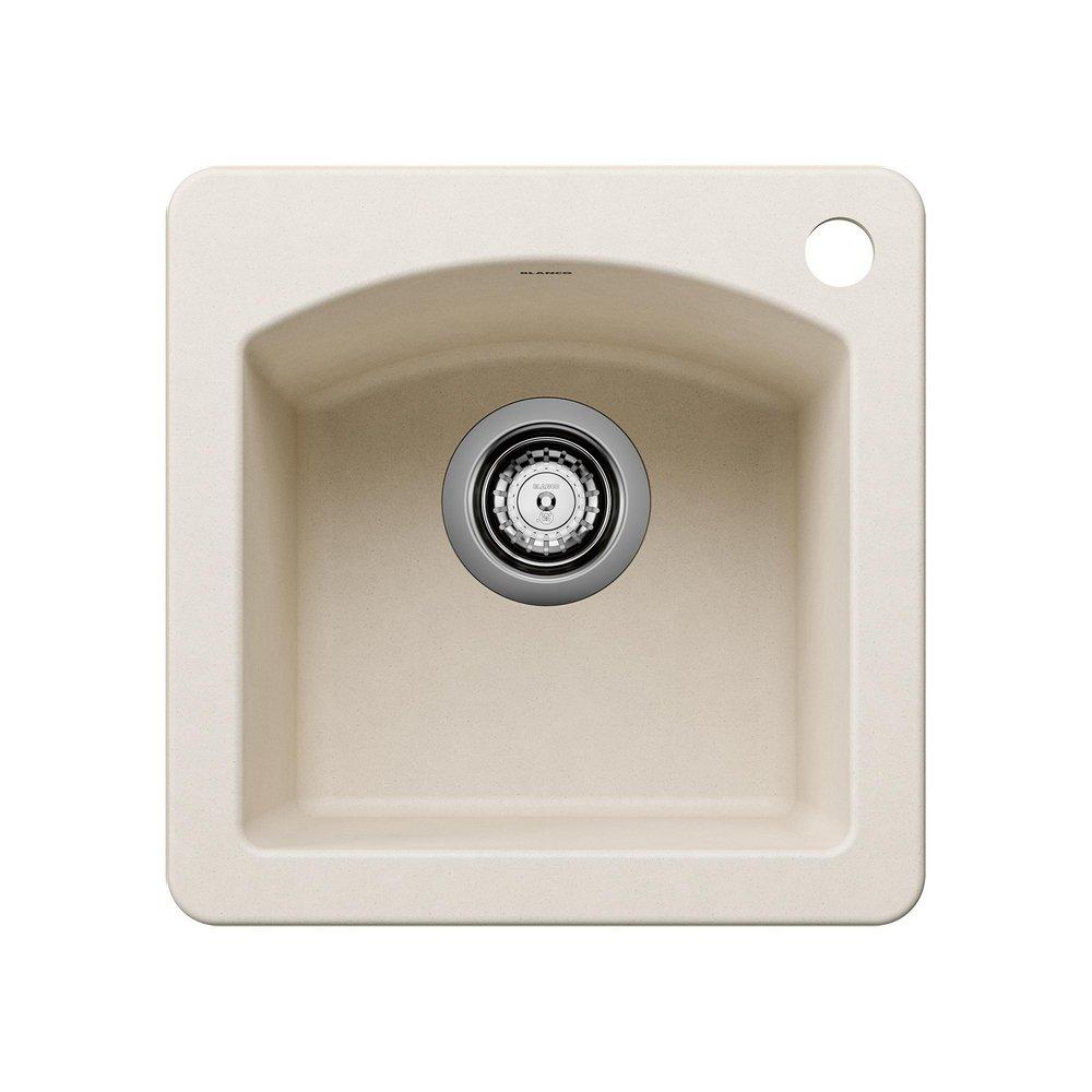 BLANCO Diamond 15 x 15 in. 1 Hole Drop-in and Undermount Granite Composite Kitchen Sink in Soft White