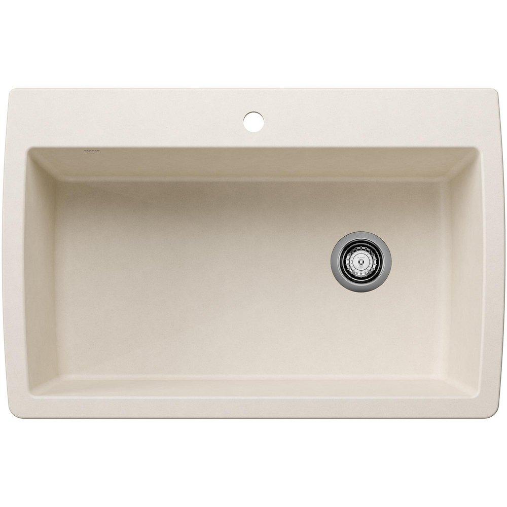 BLANCO Diamond 33-1/2 x 22 in. 1 Hole Granite Composite Single Bowl Drop-in and Undermount Kitchen Sink in Soft White
