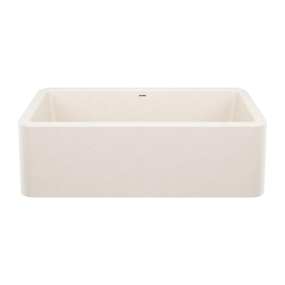 BLANCO Ikon 33 in. Undermount Farmhouse Composite Single Bowl Kitchen Sink in Soft White