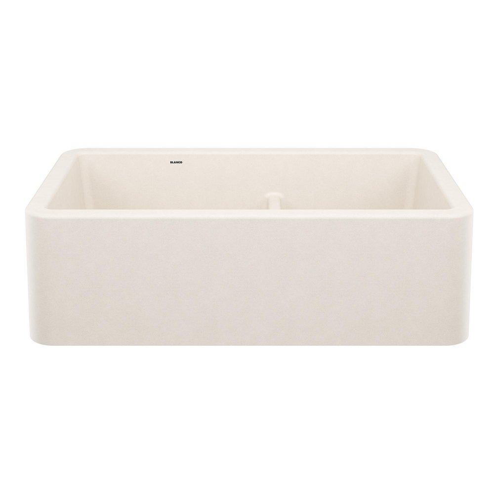 BLANCO Ikon 33 in. Farmhouse Composite Double Bowl Kitchen Sink in Soft White