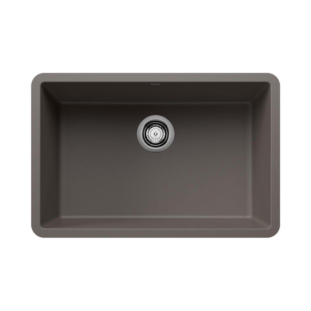BLANCO Precis 26-13/16 x 17-3/4 in. No Hole Granite Composite Single Bowl Undermount Kitchen Sink in Volcano Grey