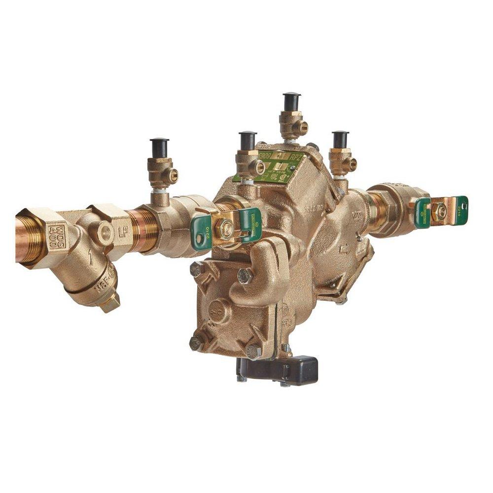 Watts Series LF909-FS 3/4 in. Cast Copper Silicon Alloy FPT Reduced Pressure Zone Assembly with Quarter Turn Shutoff Valves, Strainer and Flood Sensor