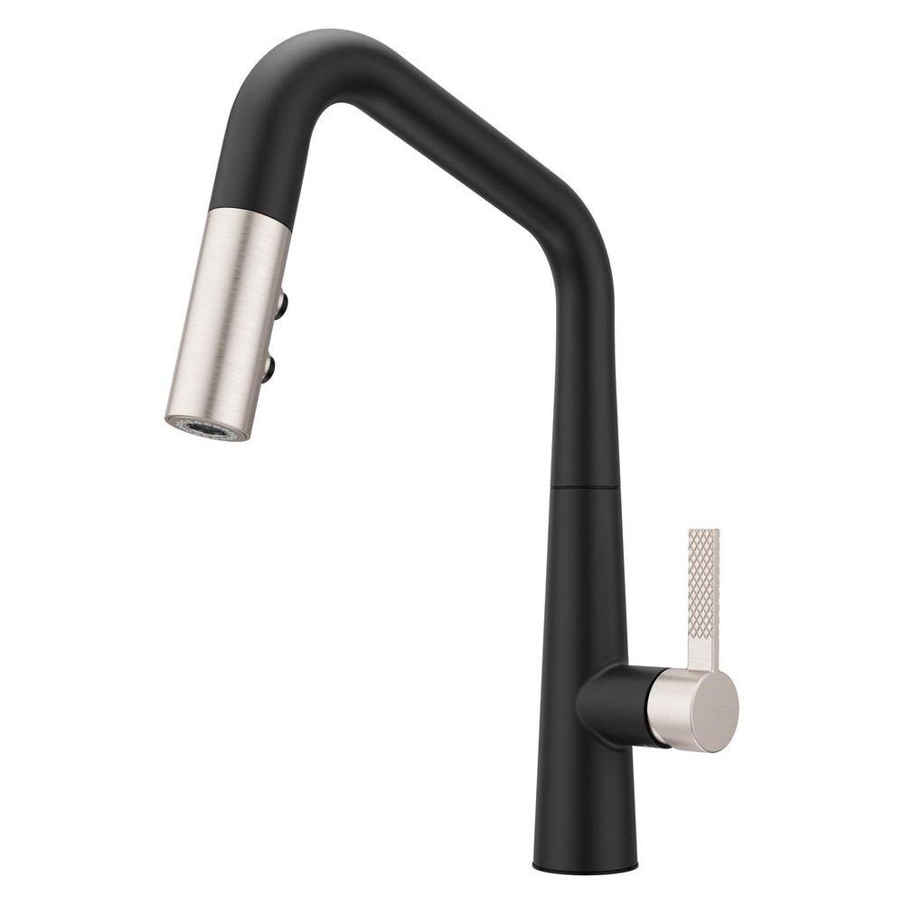 Pfister Asari™ Single Handle Pull Down Kitchen Faucet in Matte Black/Spot Defense Stainless Steel