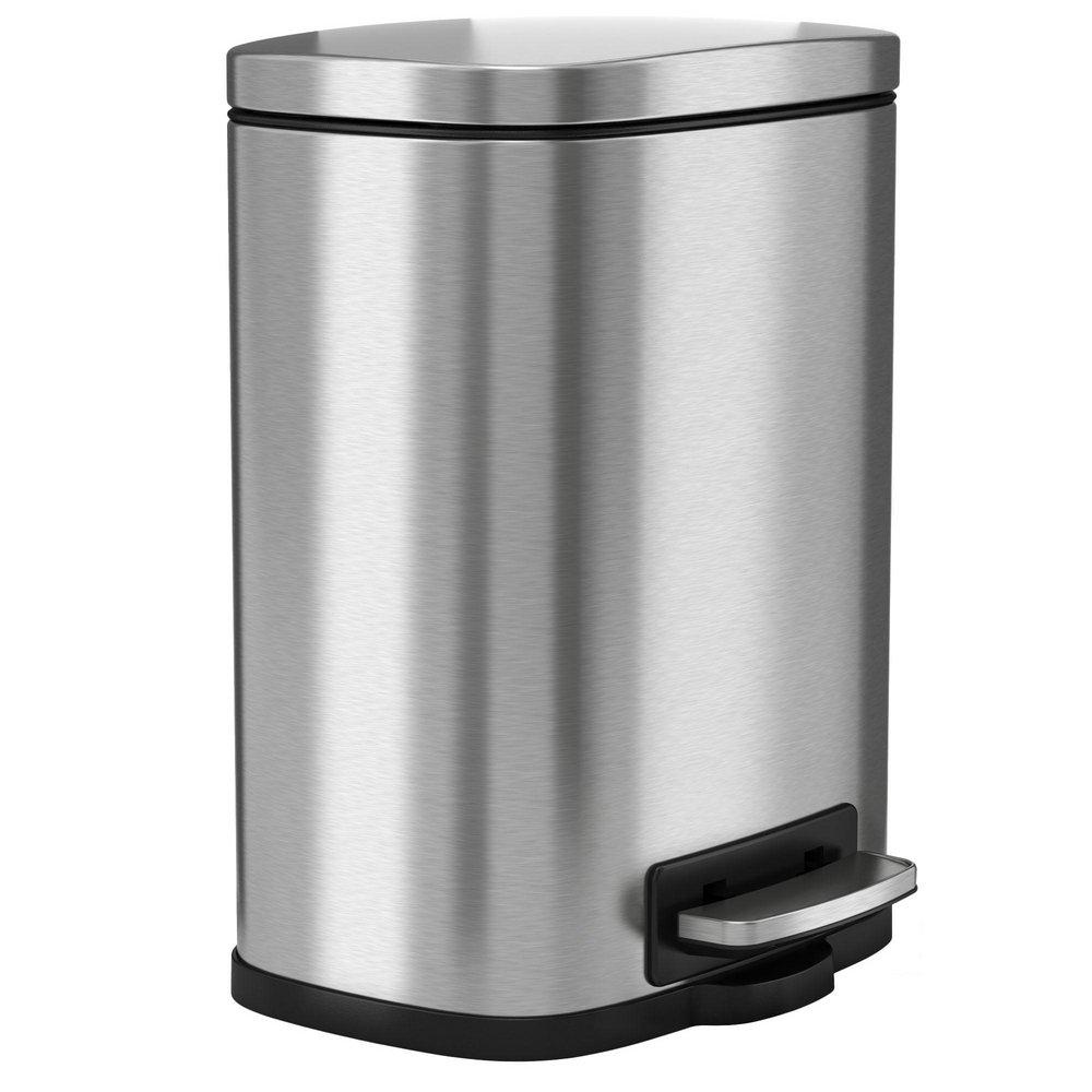 HLS Commercial Fire Rated Series 1.32 Gallon Fire Rated Stainless Steel Soft Step Trash Can with Odor Filter and Removable Inner Bucket
