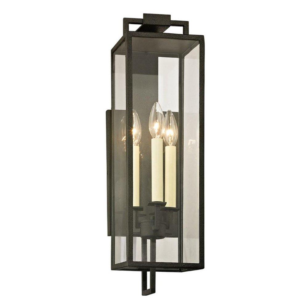 Troy Lighting Beckham 60W 3-Light 21-1/2 in. Outdoor Wall Sconce in Forged Iron