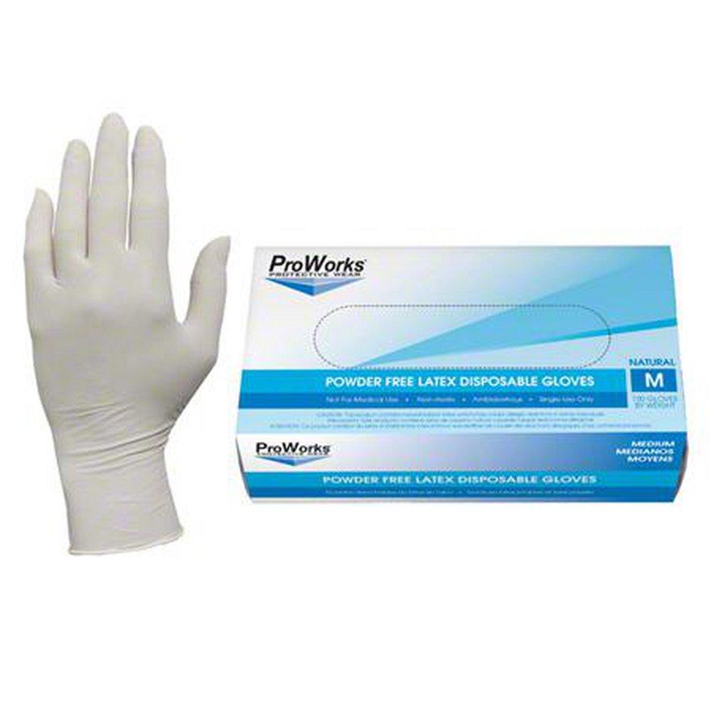 HOSPECO ProWorks® Size L 5 mil Latex Food Processing, Food Service, General Purpose, Industrial and Light Duty Applications Disposable Gloves in Natural (Box of 100, Case of 10 Boxes)