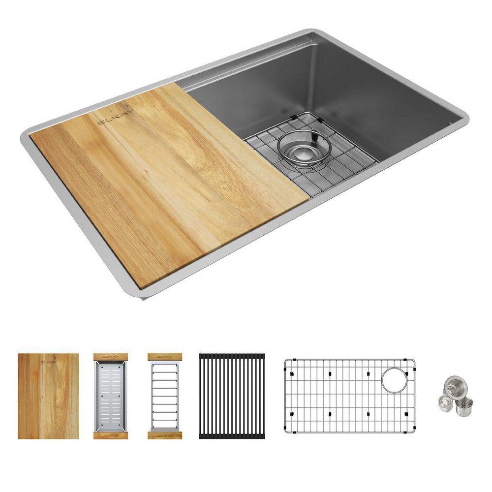 Elkay Crosstown® 28-1/2 in. Undermount Stainless Steel Single Bowl Kitchen Sink in Polished Satin