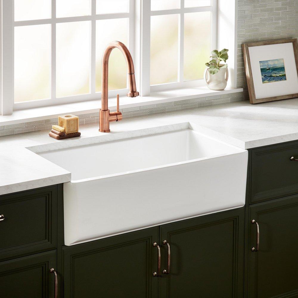 Signature Hardware Grigham 36 in. Fireclay Single Bowl Farmhouse Kitchen Sink in White