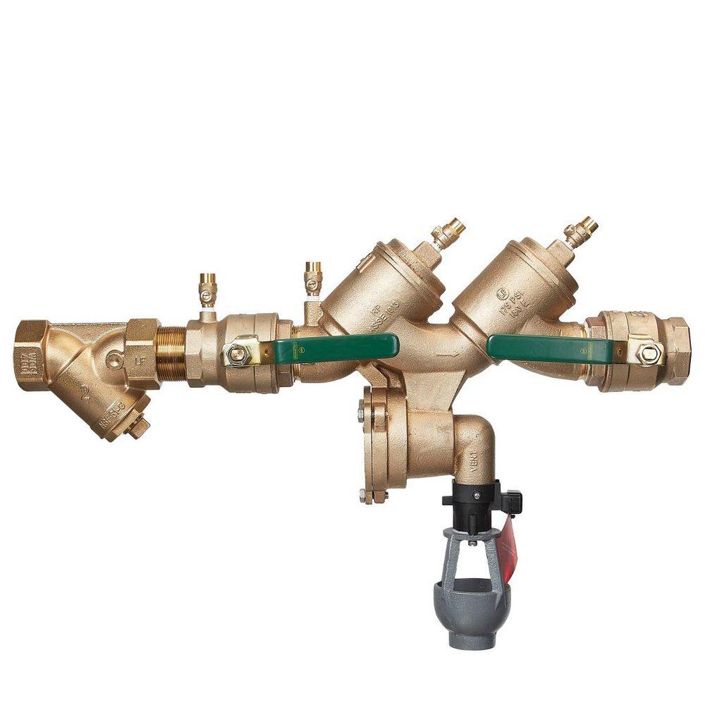Watts LF919 Series 2 in. Cast Copper Silicon Alloy FPT Reduced Pressure Zone Assembly with Quarter Turn Shutoff Valves, Stainer, Air Gap and Flood Sensor