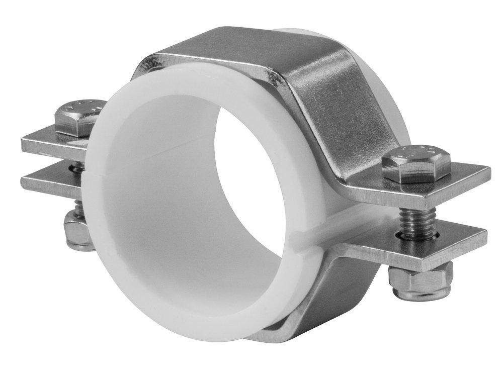 4 in. 304 Stainless Steel HEX Hanger for Tubing w/ PVC Sleeve