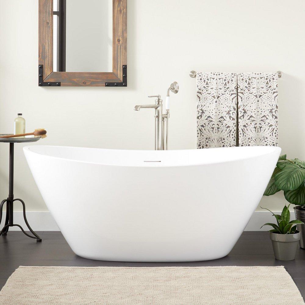 Signature Hardware Treece 60 x 29-1/2 in. Freestanding Bathtub with Center Drain in White
