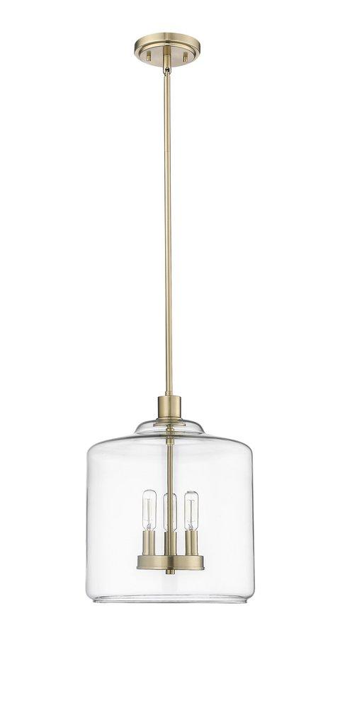 Millennium Lighting Asheville 180W 3Lights E12 Candelabra Pendant in Modern Gold / Clear Glass