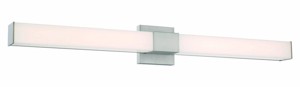 Minka Lavery Vantage 36 in. Wide Adjustable CCT LED Bath Bar with White Rectangular Shade in Brushed Nickel