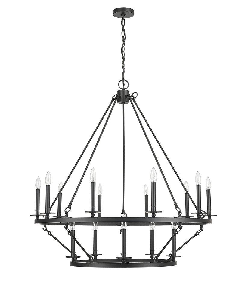 Millennium Lighting Florence 90W 15-Lights Candelabra (E26) Chandelier in Matte Black