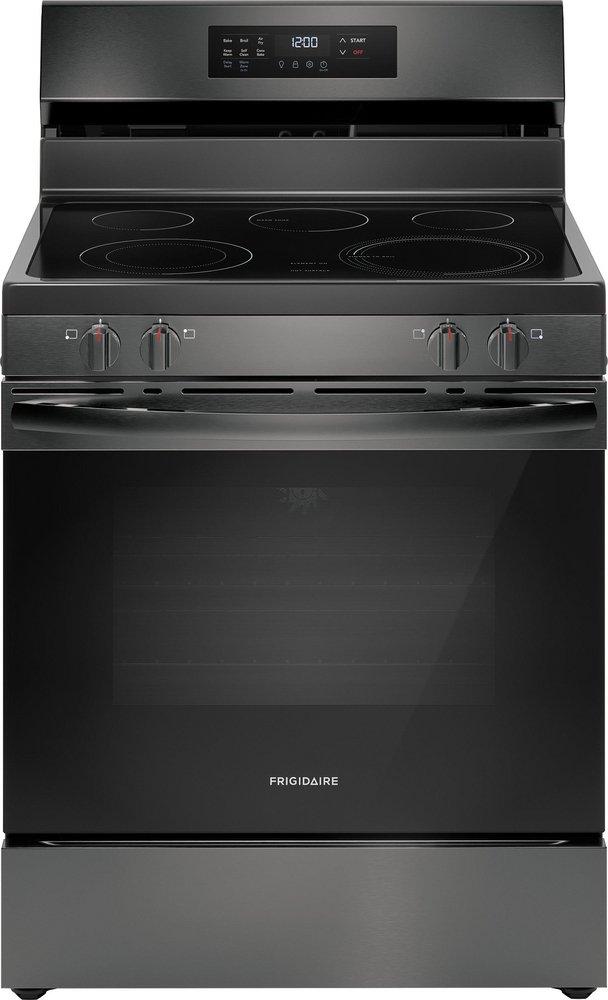 30 in. 5-Burner Electric Freestanding Range with Air Fry in Black Stainless Steel