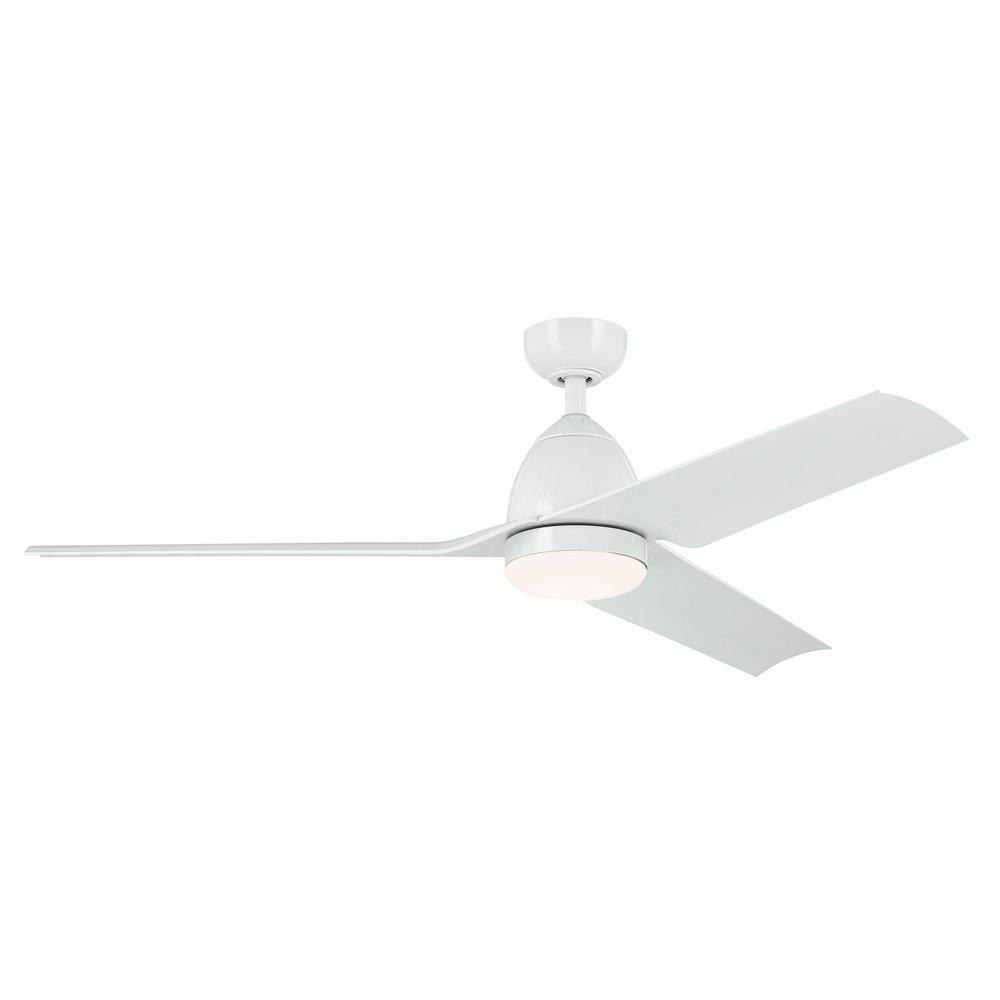 Kichler Lighting Fit 54in. 3?Blade Indoor/Outdoor Ceiling Fan in White (LED Opal Glass)