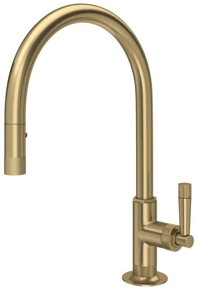 ROHL® Graceline Single Handle Pull Down Kitchen Faucet in Antique Gold