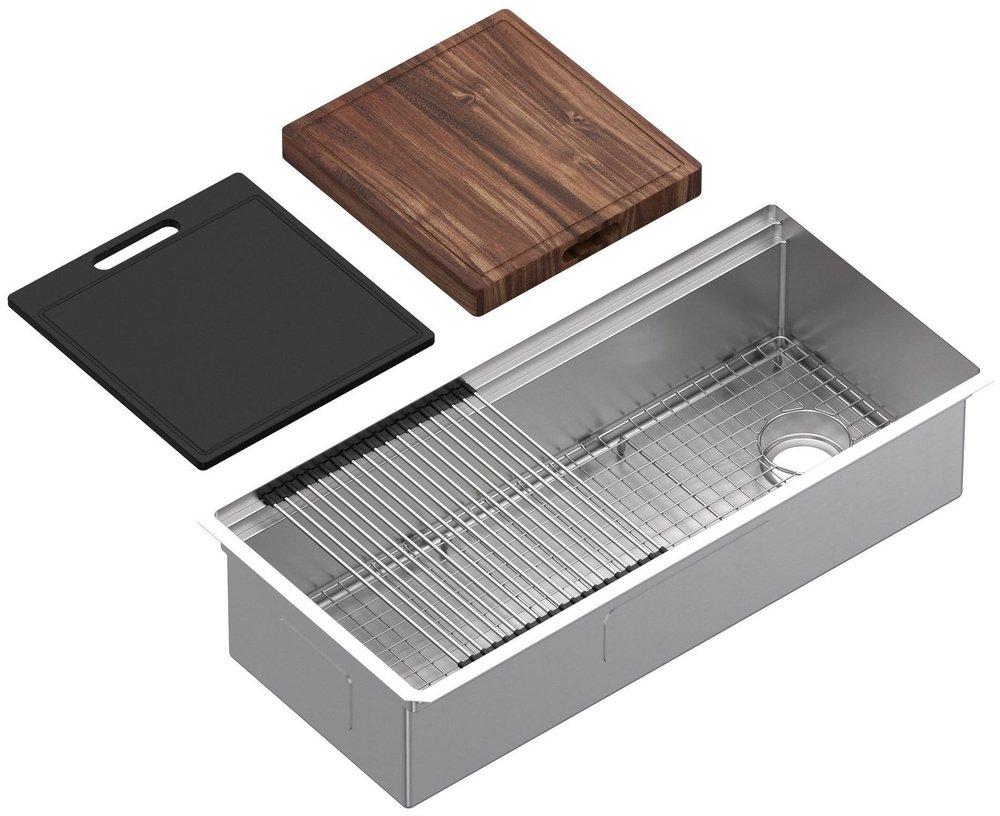 ROHL® Culinario 40 in. Dual Mount Stainless Steel Single Bowl Workstation Kitchen Sink