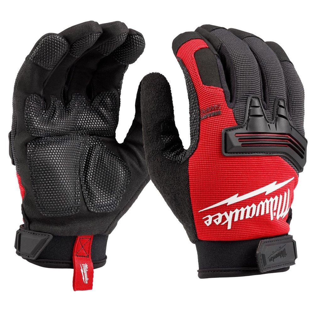 Synthetic Leather Wrecking Work Gloves in Red and Black, XL