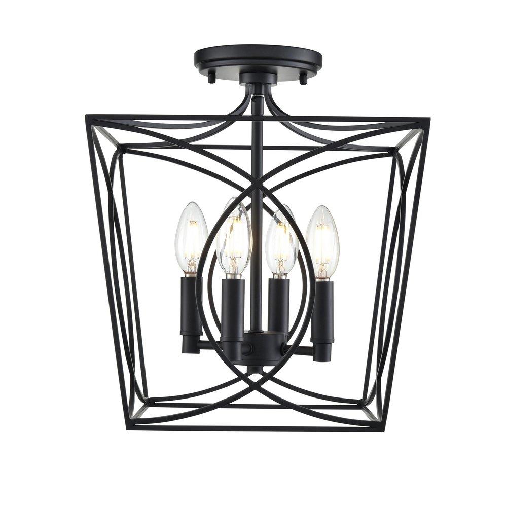 Millennium Lighting Tracy 4-Light Semi-Flush Mount Ceiling Light in Matte Black
