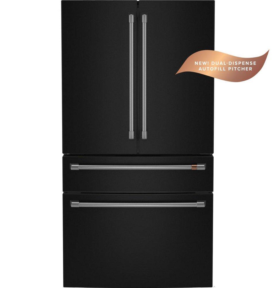 23.2 cu. ft. 4-Door French Door Smart Refrigerator with Dual-Dispense Autofill Pitcher in Matte Black / Brushed Stainless
