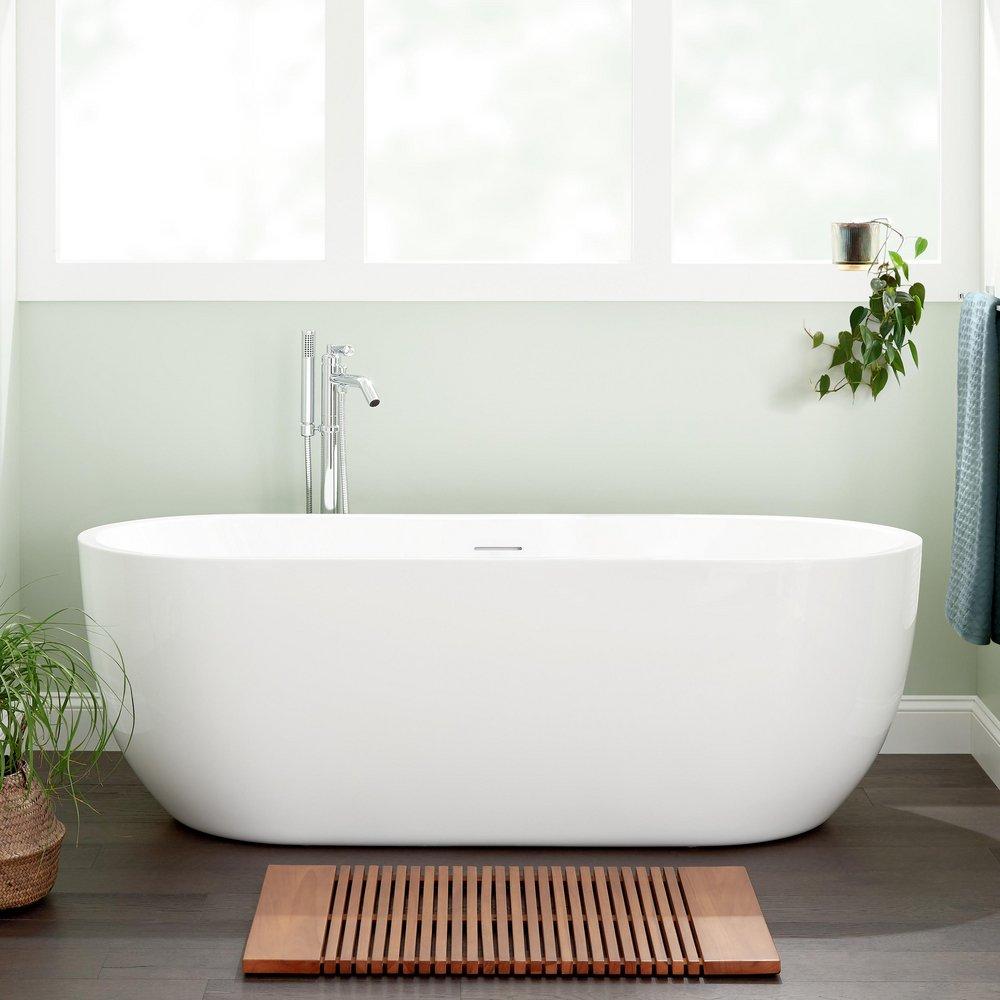 Signature Hardware Boyce 65 in. Freestanding Bathtub with Universal Drain in White
