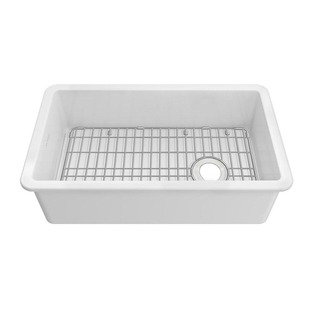 Whitehaus Collection Fireclay 31 in. Dual Mount Fireclay Single Bowl Kitchen Sink in White