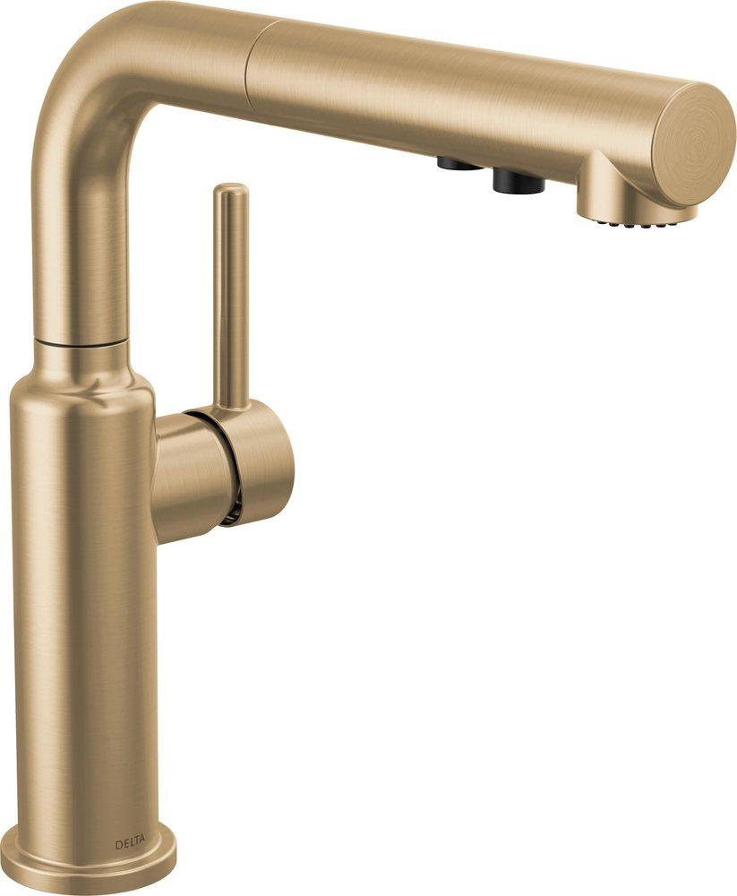 Delta Faucet Daneri Single Handle Pull Out Kitchen Faucet in Champagne Bronze