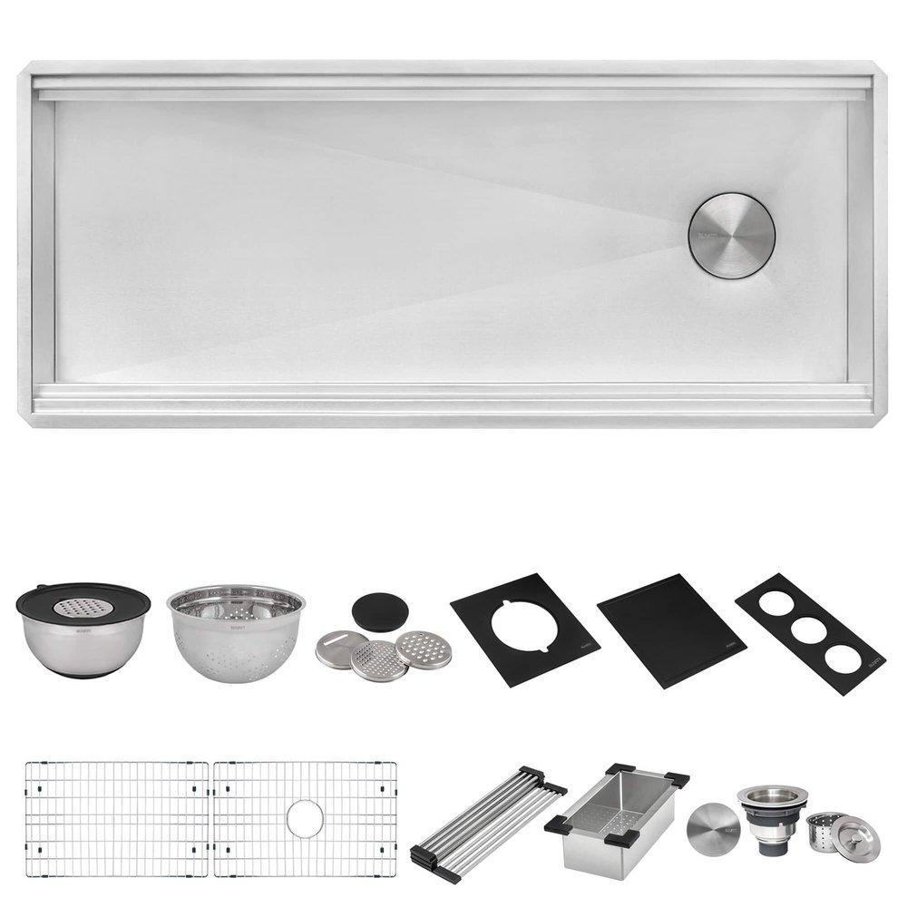 Ruvati Dual-Tier Nova 45 in. Undermount Stainless Steel Single Bowl Workstation Kitchen Sink