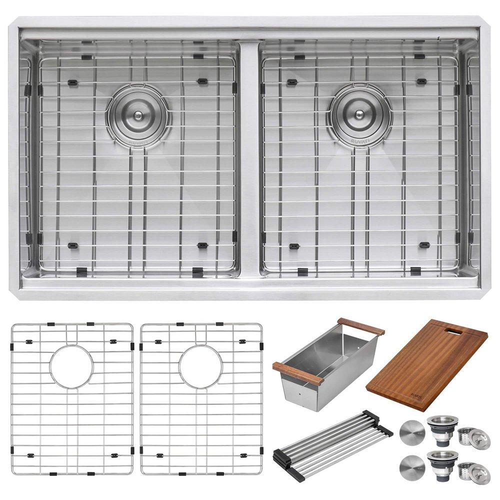 Ruvati Roma 33 in. Undermount Stainless Steel Double Bowl Kitchen Sink