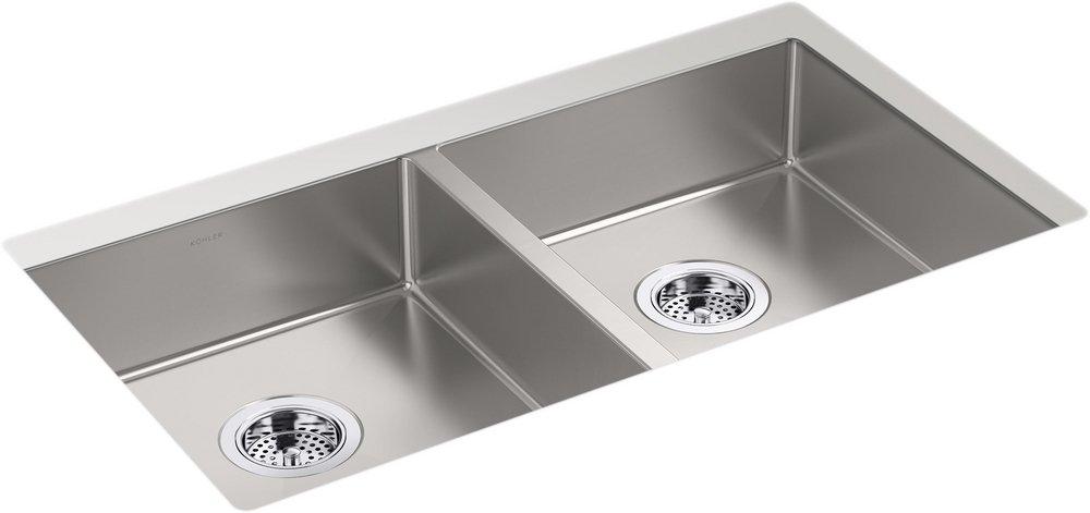 KOHLER Strive® 32 in. Undermount Stainless Steel Double Bowl Kitchen Sink