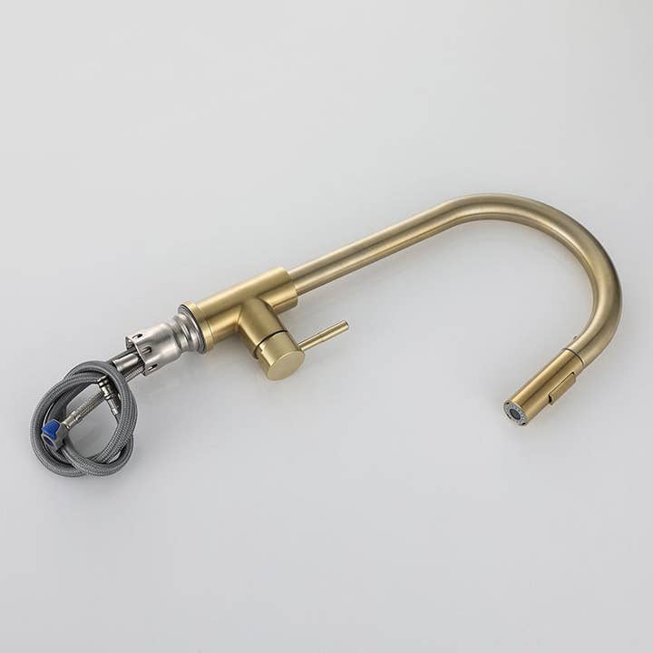 Kitchen Sink Faucet Gold stainless steel mixer faucet with pull out Sprayer