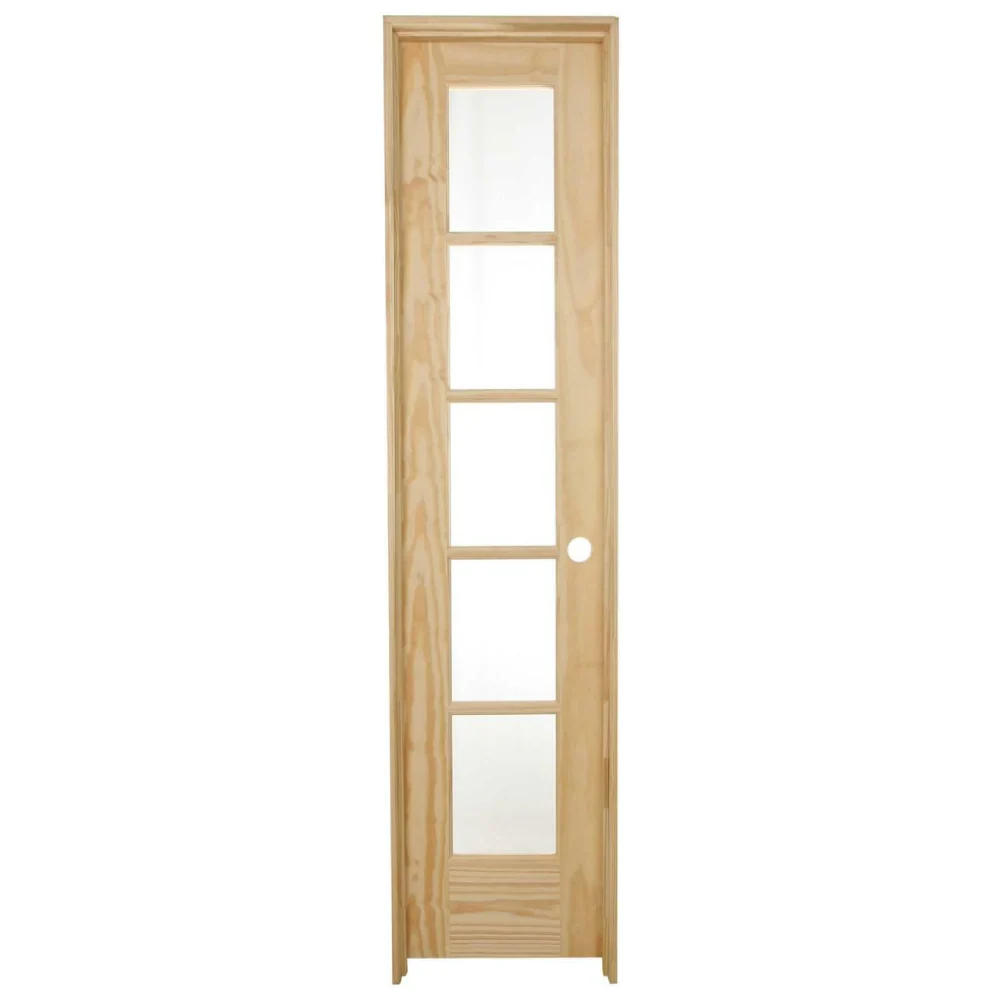 18 in. x 80 in. 5 Lite Pine Prehung Interior Door