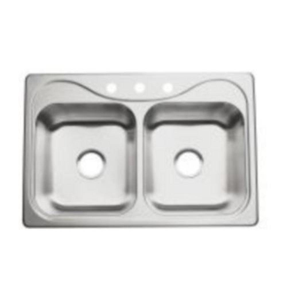 Sterling Southhaven® 33 in. Drop-in Stainless Steel Double Bowl Kitchen Sink in Satin Stainless Steel