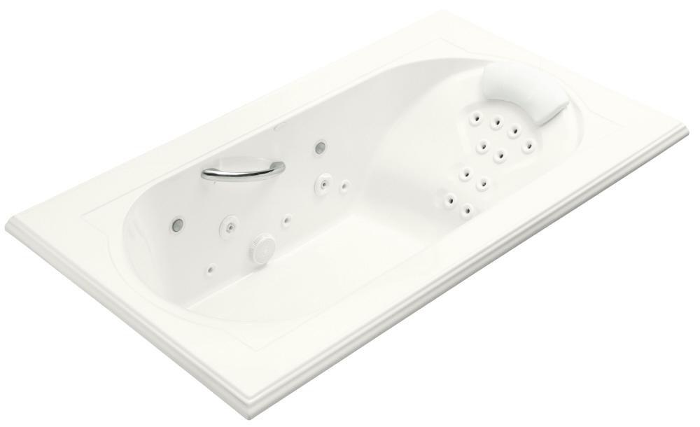 KOHLER Memoirs® 72 x 42 in. Whirlpool Drop-In Bathtub with Center Drain in White