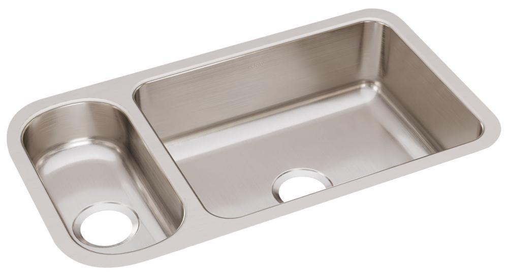 Elkay Lustertone® 32-1/4 in. Undermount Stainless Steel Double Bowl Kitchen Sink in Lustrous Satin