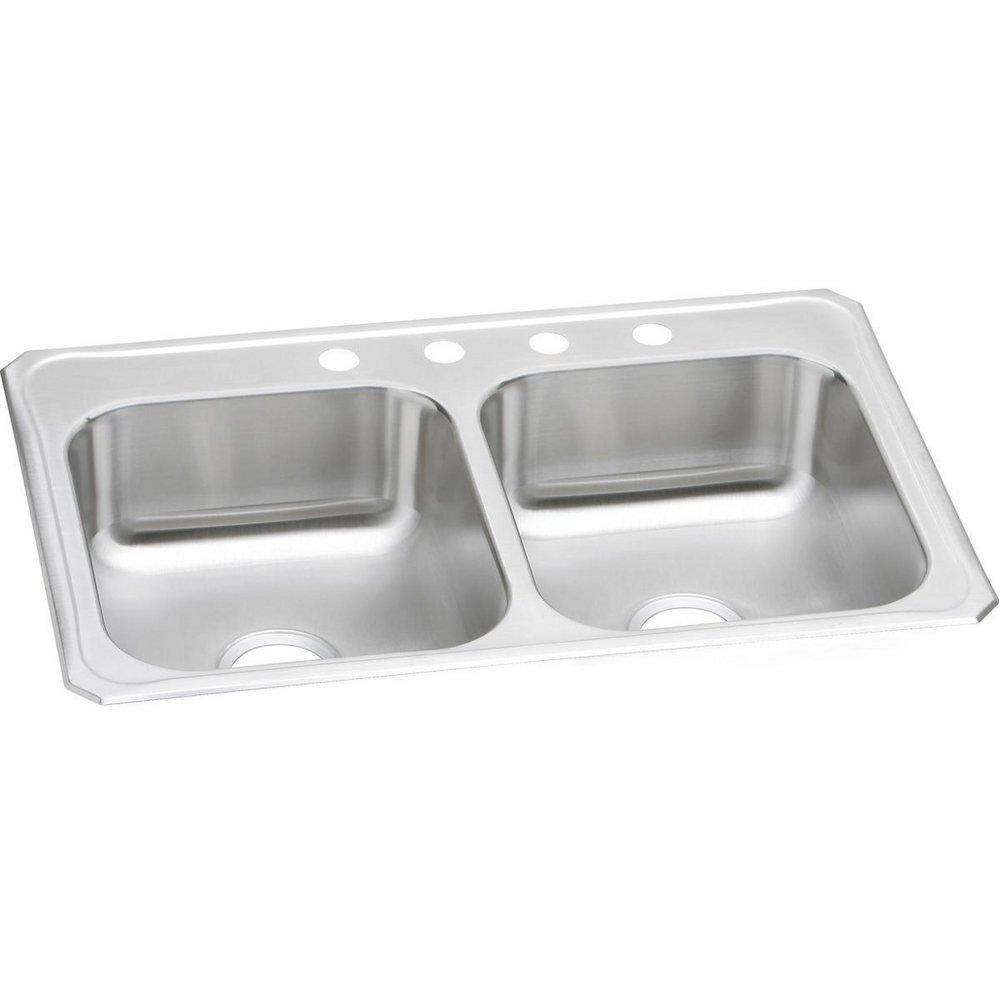 Elkay Celebrity® 33 in. Drop-in Stainless Steel Double Bowl Kitchen Sink in Brushed Satin
