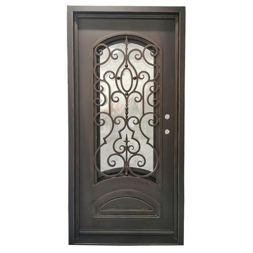 Cielo 3/0x6/8 Bronze Exterior Wrought Iron Prehung Single Door
