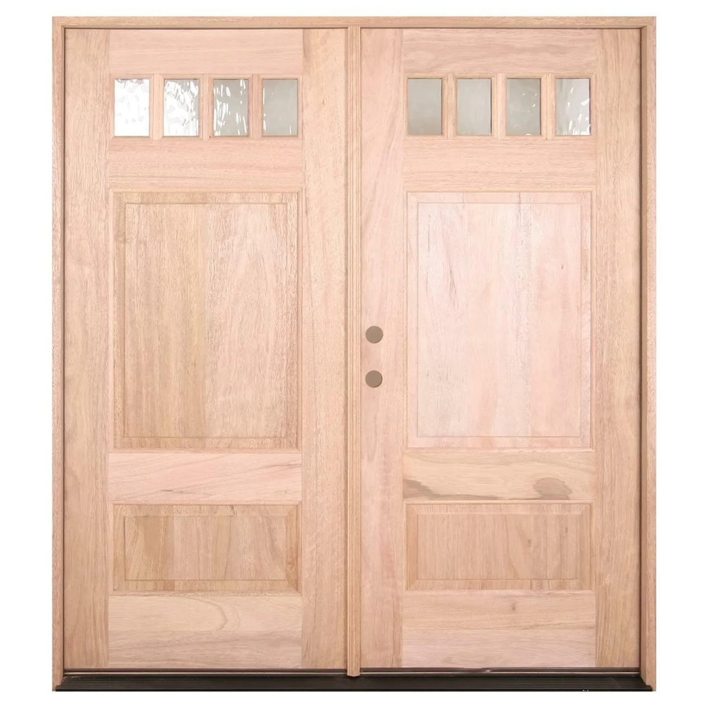 6'0'x6'8' Double 4 Lite Craftsman Exterior Mahogany Door