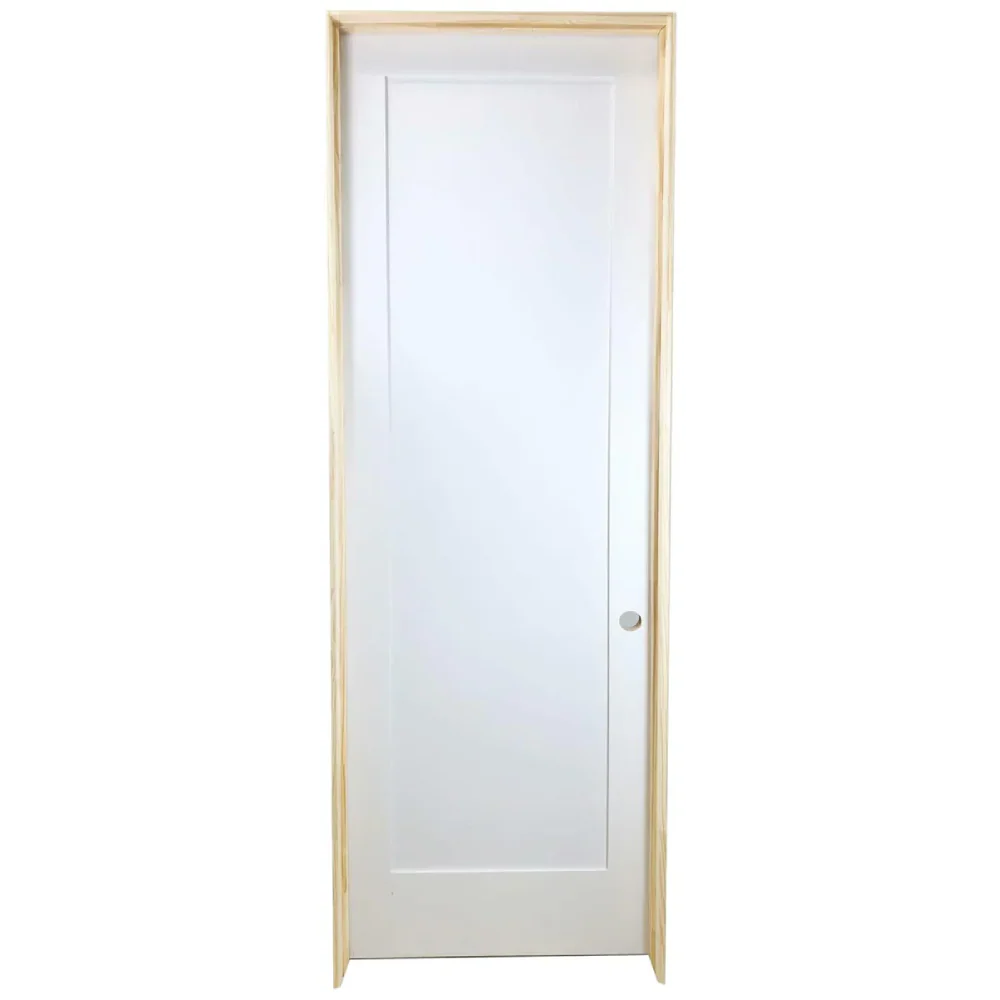 28 in x 96 in White 1-Panel Shaker Solid Core Primed MDF Prehung Interior Door
