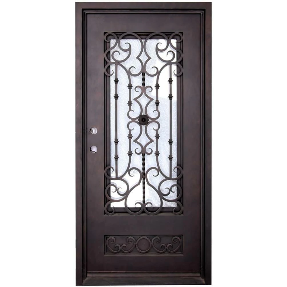 Audrey 3/0x6/8 Exterior Wrought Iron Prehung Door
