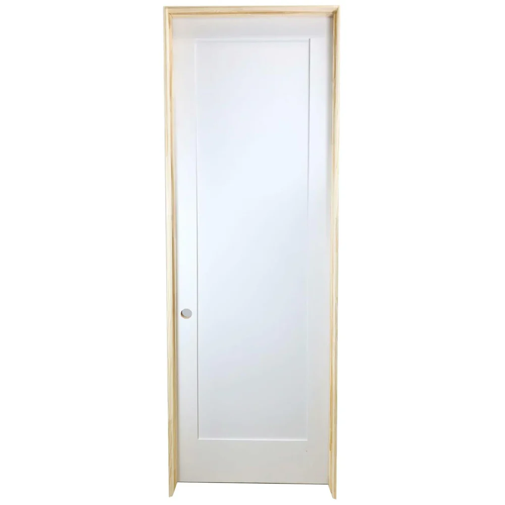 28 in x 96 in White 1-Panel Shaker Solid Core Primed MDF Prehung Interior Door