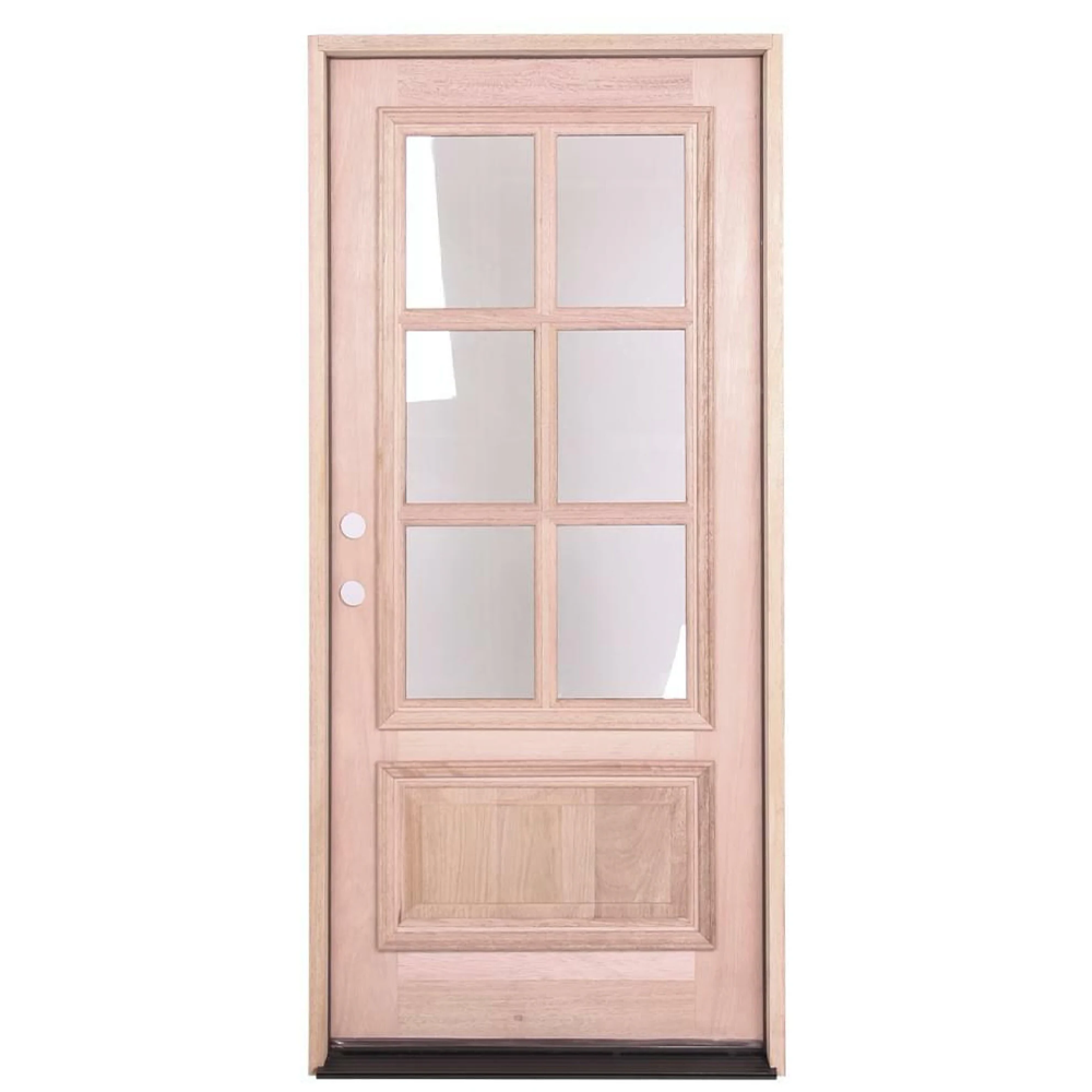 3/0x6/8 Mahogany Prehung Front Door With 6 Lites