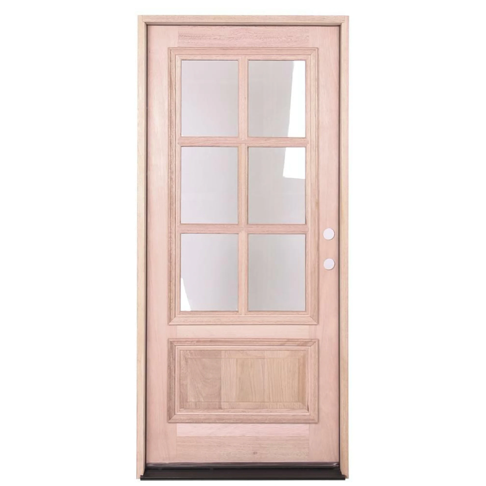 3/0x6/8 Mahogany Prehung Front Door With 6 Lites
