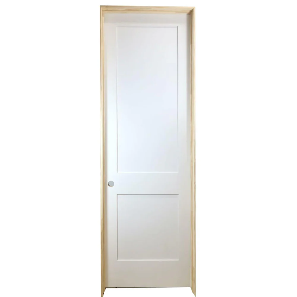 36 in x 96 in White 2-Panel Shaker Solid Core Primed MDF Prehung Interior Door