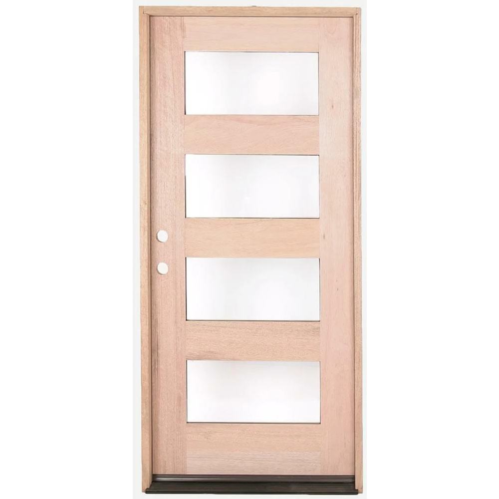 3/0x6/8 Mahogany Exterior Prehung Door | Modern 4 Lite